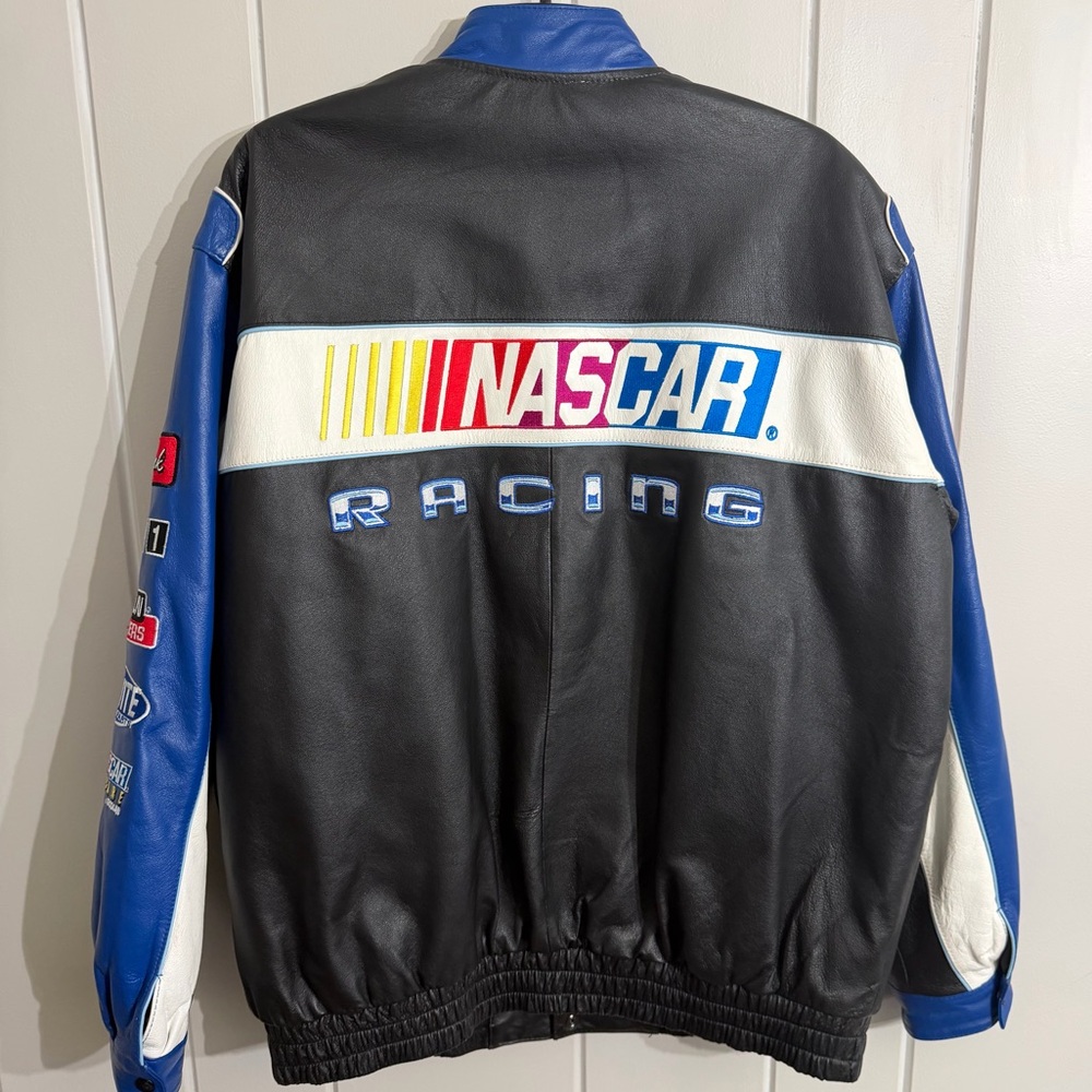 Vintage NASCAR Racing Leather Jacket JH Design 2XL Blue/Black Embroidered - Picture 8 of 10